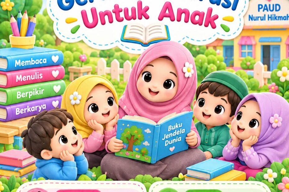 Gerakan Literasi Together Goes to School Indscript Hadir di PAUD Nurul Hikmah Bandung